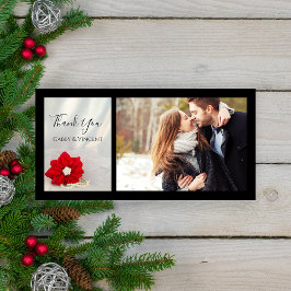 Red Poinsettia und Pearls Winter Wedding Vielen Da Dankeskarte