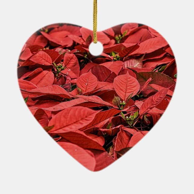 Red Poinsettia Weihnachten Keramik Ornament (Hinten)