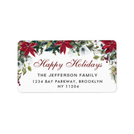 Red Poinsettia Weihnachtsanschrift Adressaufkleber
