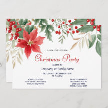 Red Poinsettia Weihnachtsfeier Party Einladung