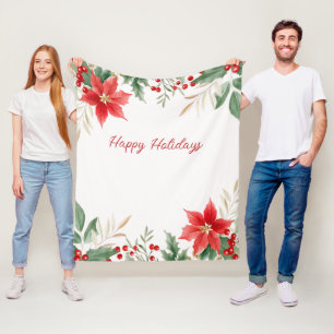 Red Poinsettia Weihnachtsfeiertag Fleece Blanket