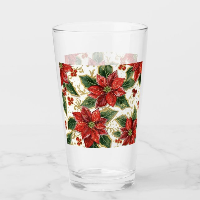 Red Poinsettia Weihnachtsfeiertag Glas (Vorderseite)