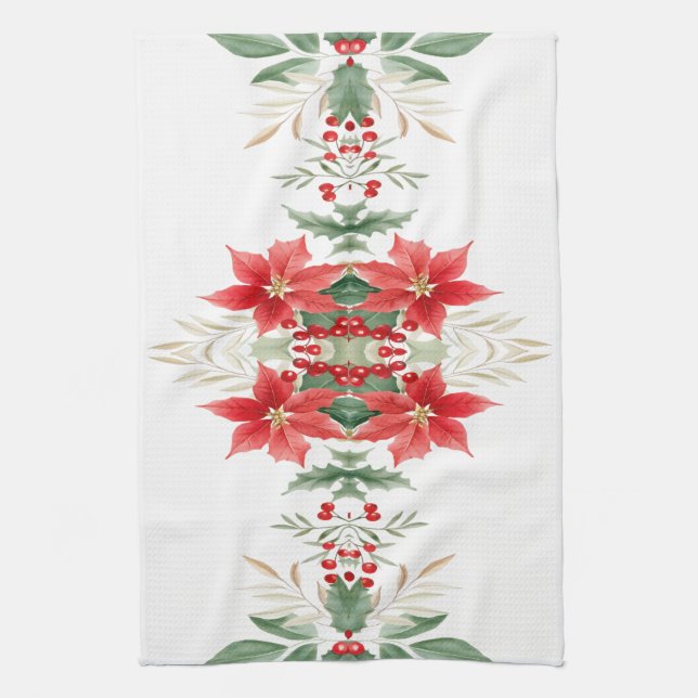Red Poinsettia Weihnachtsferien Küchentuch (Vertikal)
