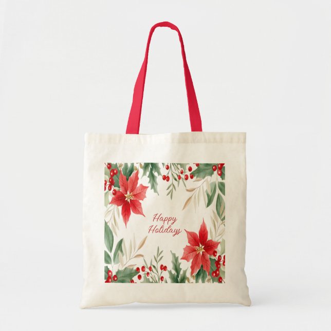 Red Poinsettia Weihnachtsferien Tote Tasche (Vorne)