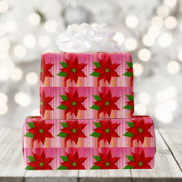 Red Poinsettia Weihnachtswrap Paper Geschenkpapier
