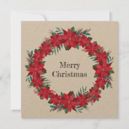 Red Poinsettia Wreath Feiertagskarte