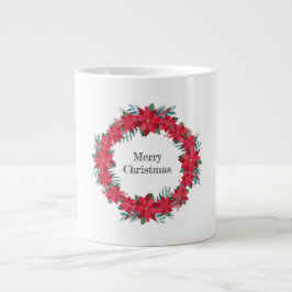 Red Poinsettia Wreath Jumbo-Tasse