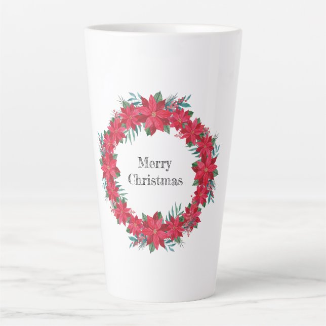 Red Poinsettia Wreath Milchtasse (Vorderseite)