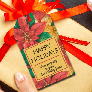 Red Poinsettias Christmas Floral Geschenkanhänger