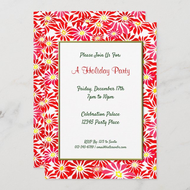 Red Poinsettias Editable Holiday 12x18 Einladungen (Vorne/Hinten)