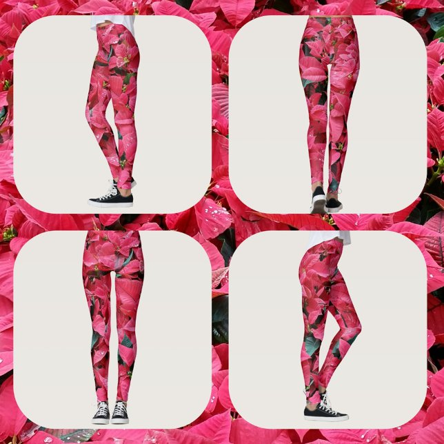 Red Poinsettias Festlicher Urlaub Leggings (Von Creator hochgeladen)