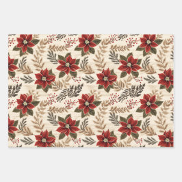 Red Poinsettias Geschenkpapier Set