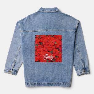 Red Poinsettias I Christmas Holiday Floral Foto Jeansjacke