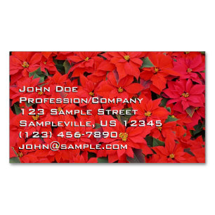 Red Poinsettias I Christmas Holiday Floral Foto Magnetische Visitenkarte