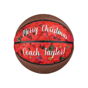 Red Poinsettias I Christmas Holiday Floral Foto Mini Basketball