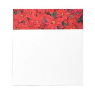 Red Poinsettias I Christmas Holiday Floral Foto Notizblock
