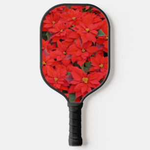 Red Poinsettias I Christmas Holiday Floral Foto Pickleball Schläger