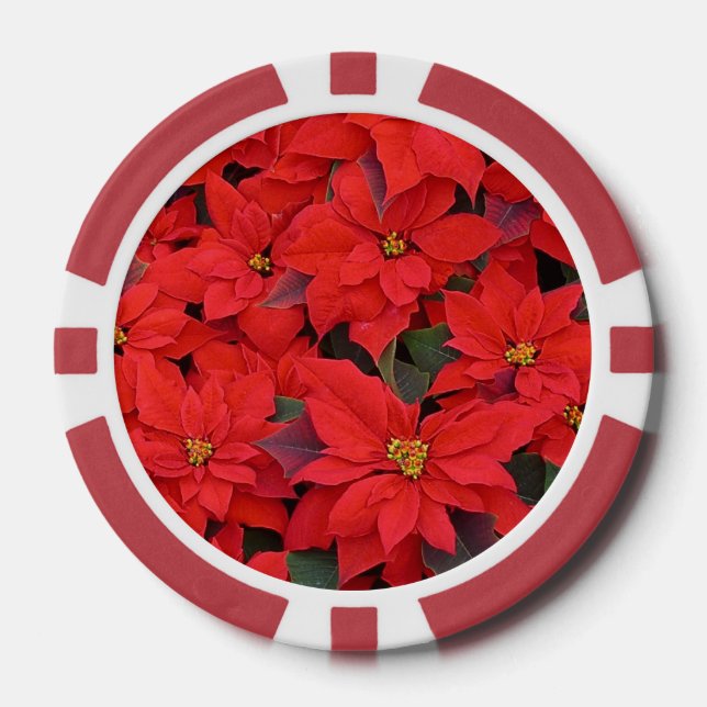 Red Poinsettias I Christmas Holiday Floral Foto Pokerchips (Vorderseite)