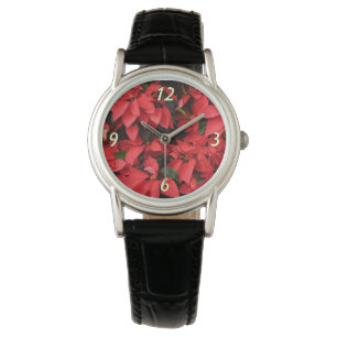 Red Poinsettias II Weihnachtsfeiertage Armbanduhr