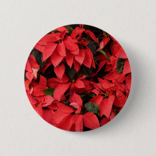 Red Poinsettias II Weihnachtsfeiertage Button