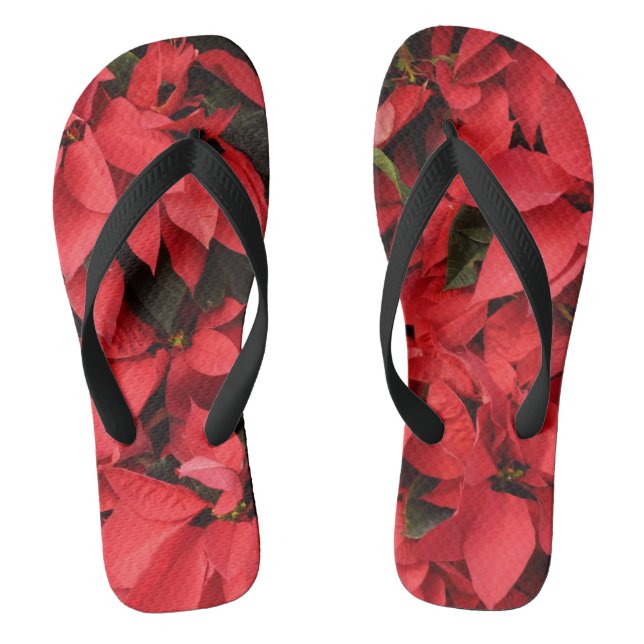 Red Poinsettias II Weihnachtsfeiertage Flip Flops (Fußbett)