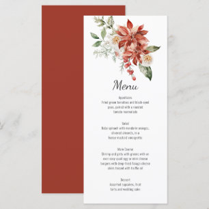 Red Poinsettias Pine und Evergreen Wedding Menu Menükarte