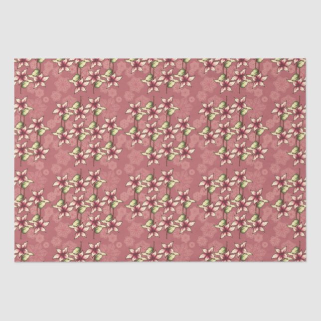 Red Poinsettias & Snowflakes Weihnachten Seidenpapier (Vorderseite)