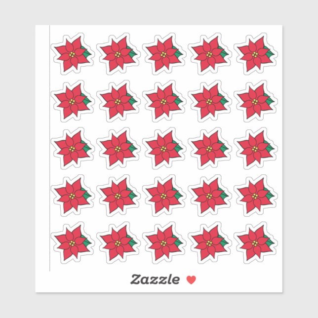 Red Poinsettias Stickers  Aufkleber (Blatt)