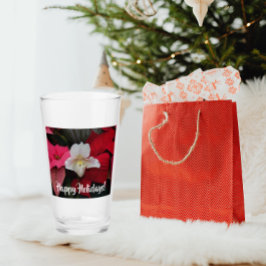 Red Poinsettias und Lady Slipper Orchid Holiday Glas