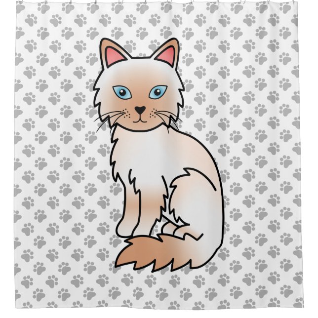 Red Point Birman / Ragdoll Cat & Paws Duschvorhang (Vorderseite)