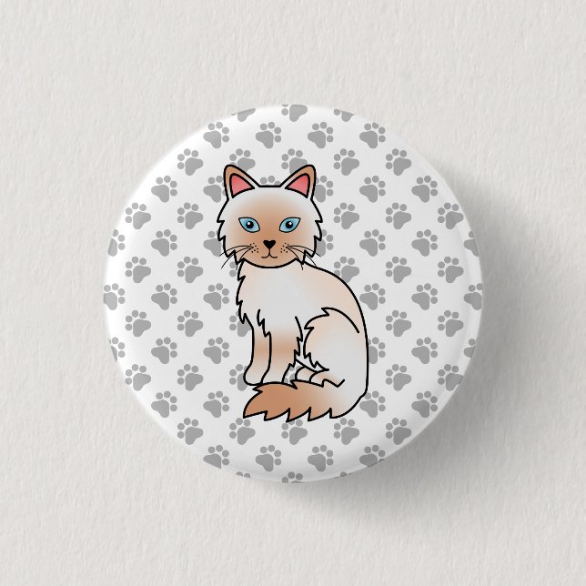 Red Point Birman / Ragdoll Niedlich Cat & Paws Button (Vorderseite)