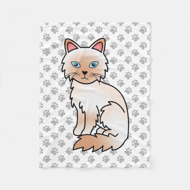Red Point Birman / Ragdoll Niedlich Cat & Paws Fleecedecke (Vorderseite)