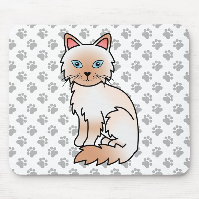 Red Point Birman / Ragdoll Niedlich Cat & Paws Mousepad (Vorne)