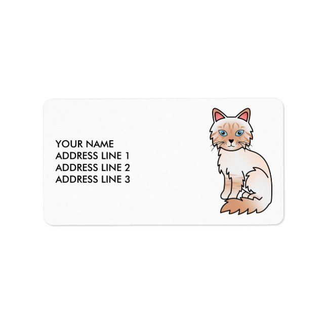 Red Point Tabby Birman/Ragdoll Cat & Custom Text Adressaufkleber (Vorne)