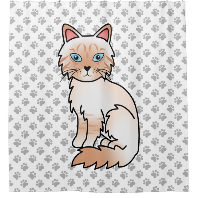Red Point Tabby Birman / Ragdoll Cat & Paws Duschvorhang (Vorderseite)