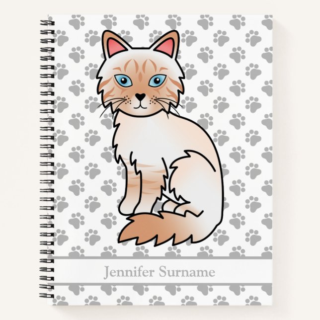 Red Point Tabby Birman / Ragdoll & Custom Text Notizbuch (Vorderseite)
