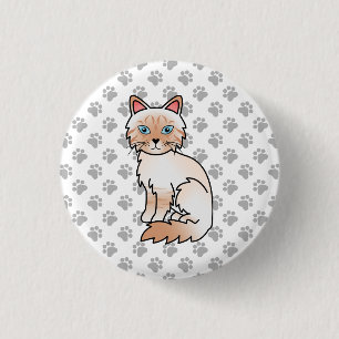 Red Point Tabby Birman / Ragdoll Niedlich Cat & Pa Button