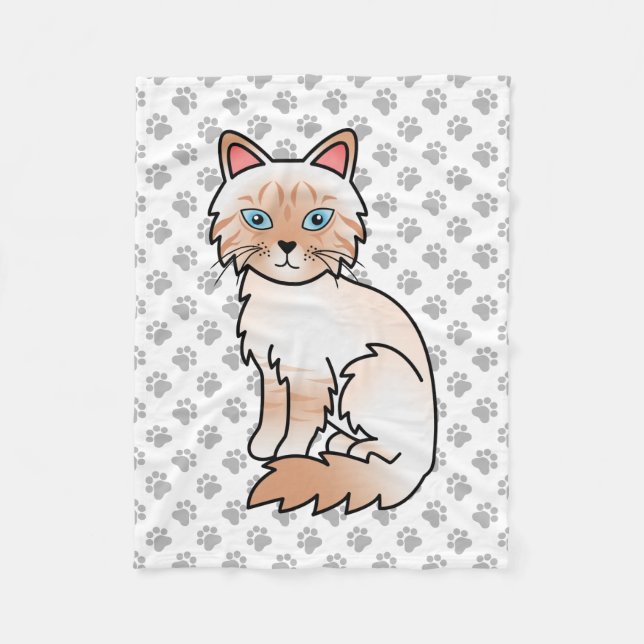 Red Point Tabby Birman / Ragdoll Niedlich Cat & Pa Fleecedecke (Vorderseite)