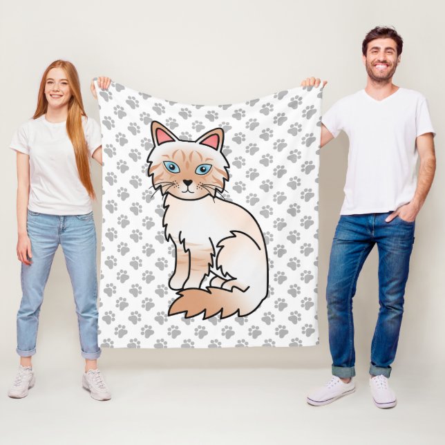 Red Point Tabby Birman / Ragdoll Niedlich Cat & Pa Fleecedecke (Beispiel)