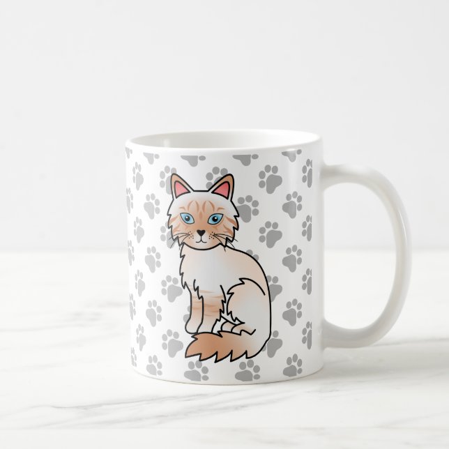 Red Point Tabby Birman / Ragdoll Niedlich Cat & Pa Kaffeetasse (Rechts)
