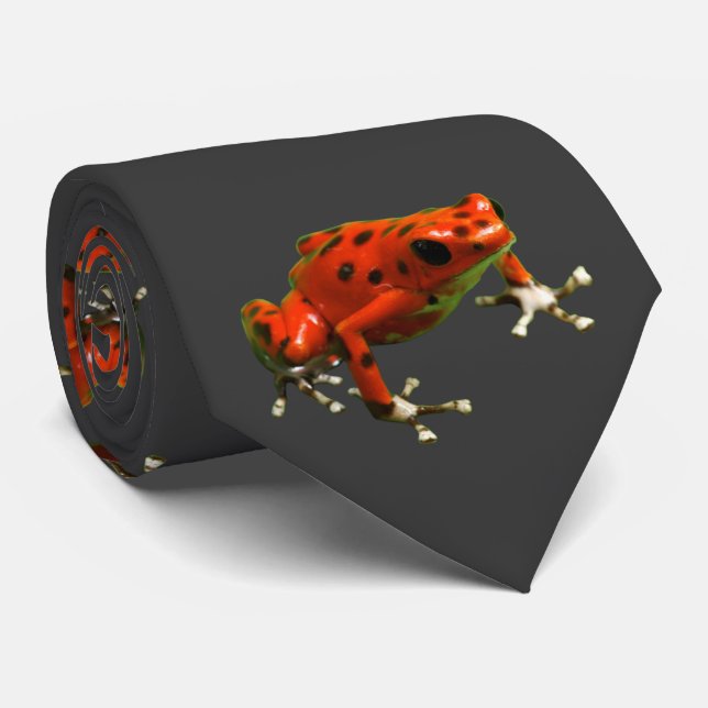 Red Poison Dart Frog Neck Tie Krawatte (Gerollt)