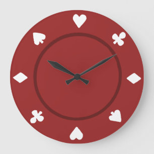 Red Poker Chip Clock Große Wanduhr