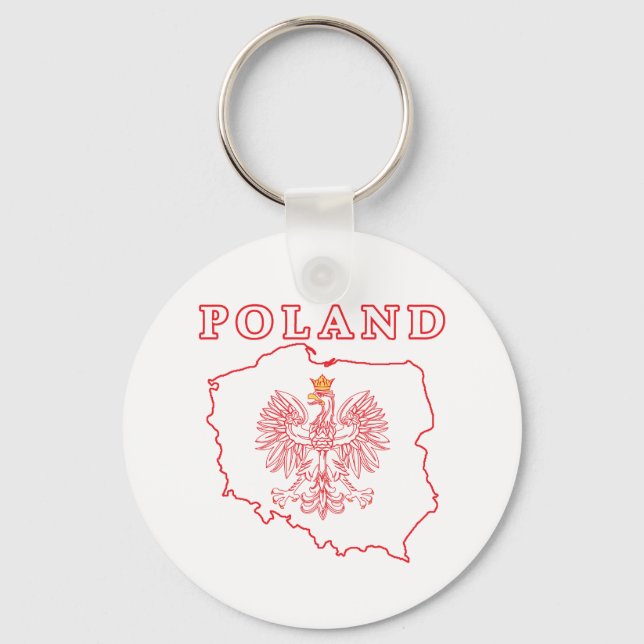 Red Poland Karte mit Eagle Schlüsselanhänger (Vorderseite)