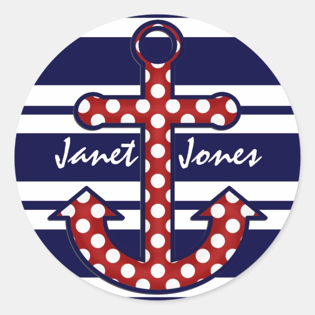 Red Polka Dot Anchor Stickers (Vorderseite)