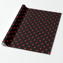 Red Polka Dot auf Black Large Space Wrapping Paper Geschenkpapier