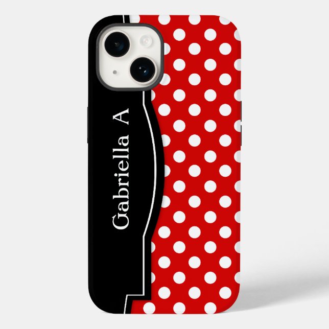 Red Polka Dot Black Frame Case-Mate iPhone Hülle (Rückseite)