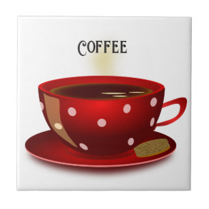 Red Polka Dot Coffee Cup Fliese