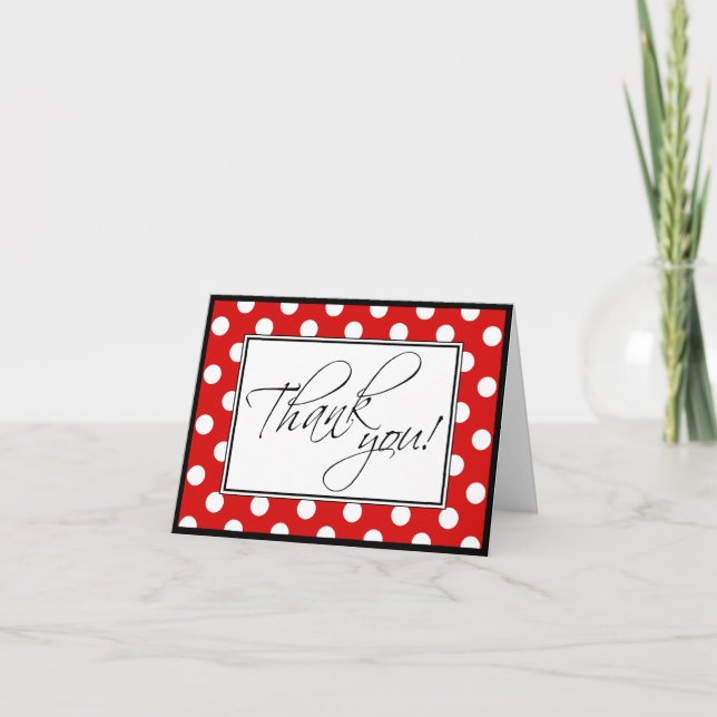Red Polka Dot Custom Dankeschön Card Dankeskarte (Vorderseite)