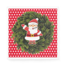 Red Polka Dot Father Christmas Paper Napkins
