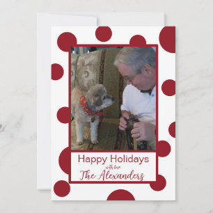 Red Polka Dot Foto Holiday Card Feiertagskarte